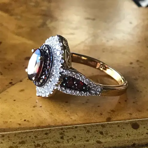 Natural Red Garnet Sterling Silver Ring Size 7