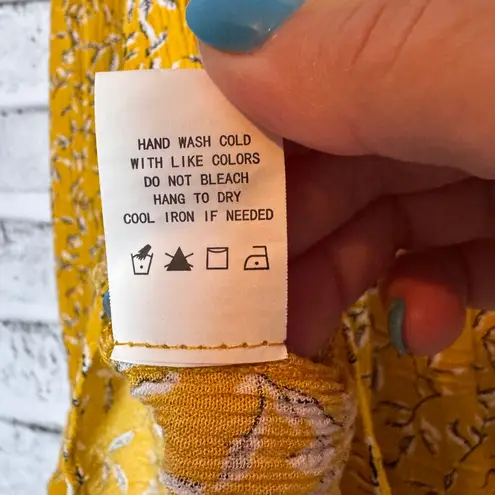 MELLODAY Yellow Ruffled 3/4 Sleeve Blouse