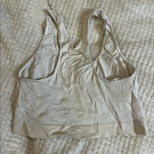 Large Golds Gym white razor back seamless sports bra