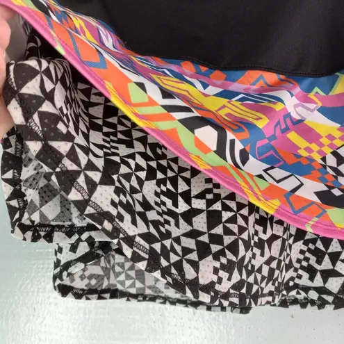 Lucky in Love S Tahitian Surfer Colorful Geometric Neon Patterned Skort Black