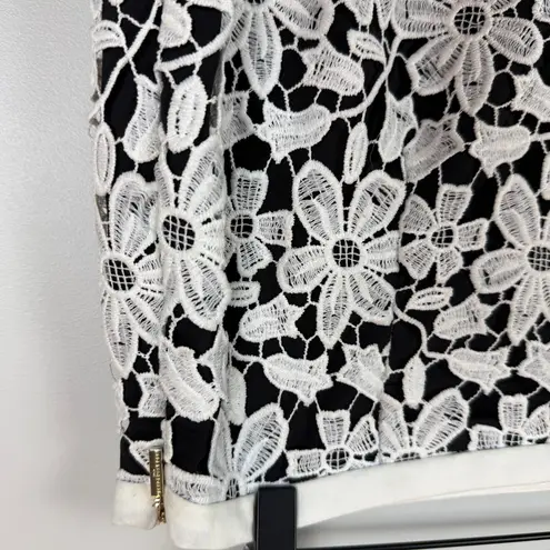 Karl Lagerfeld Paris Floral Pencil Skirt Women 10 Black White Lace Overlay Work
