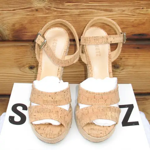 Schutz Natural Cork Wedge Sandals