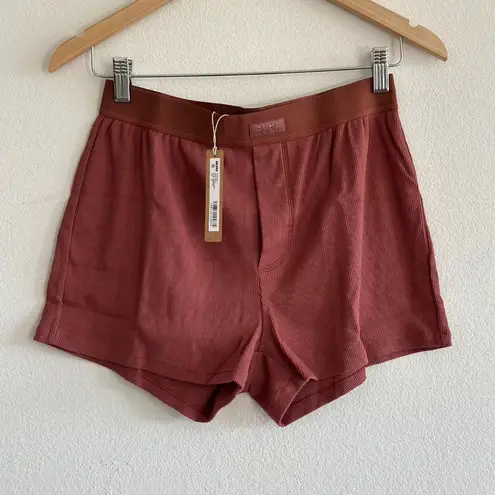 SKIMS Cotton Rib Loose Boxer in Redwood, Size X-Small