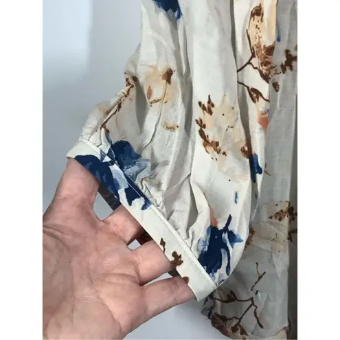 Anne Carson Women's Floral Print Rayon 3/4 Sleeve V-Neck Blouse Multicolor Small