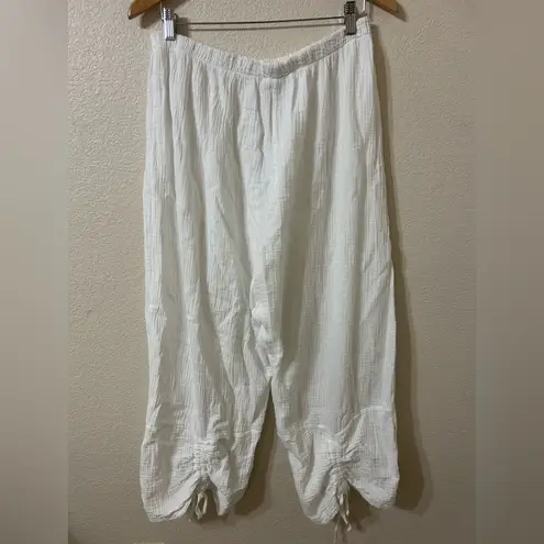 Bryn Walker Cotton Gauze Ruched Leg Cropped Pants in White - Size XL