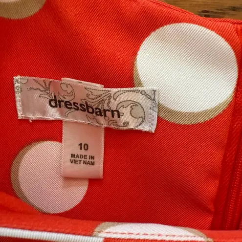 Dress Barn Skater Dress SZ 10 Orange Ivory Polka Dots Minnie Rockabilly Pinup
