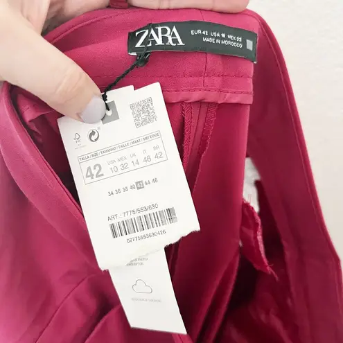 ZARA [] Red High Rise Straight Leg Ankle Length Trouser Work Career Pants NWT 10