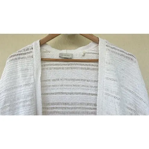 Kinross White Open Knit 100% Cotton Cardigan M Resort Coastal Lightweight Layer Size M