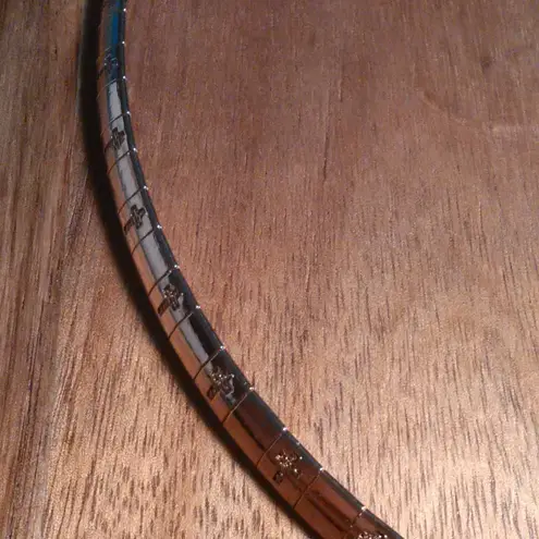 Omega Cross Pattern Collar Ion Plated Rose Gold Over Stainless Steel Necklace