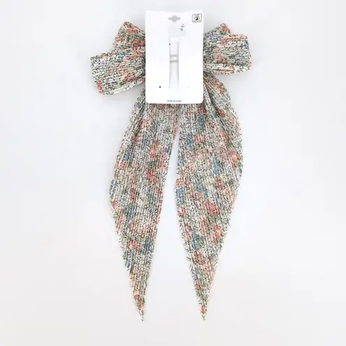 Noir Colorful Floral Multicolored Boho Crinkled Long Bow Barrette Hair Clip