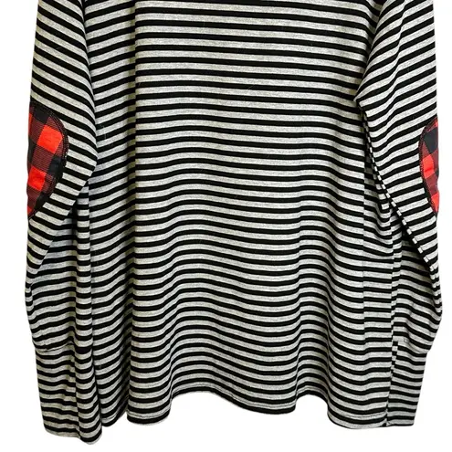 Hawthorne Red Black White Mixed Print Long Sleeve Cowl Neck Sweatshirt Size 3X