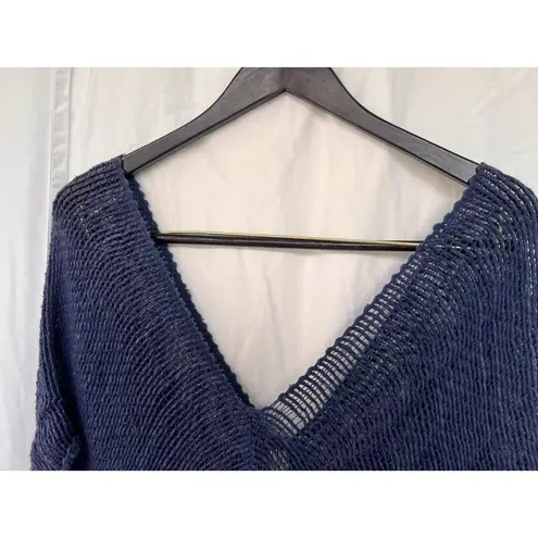 Monserat De Lucca Navy Open Weave Knit Tunic Cover