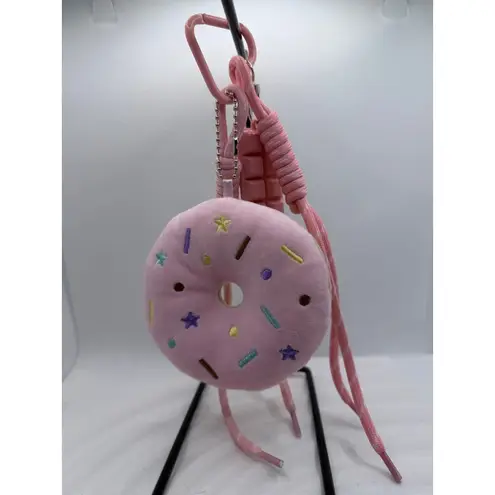 NEW Kawaii Pink Donut Plush Keychain Cute Chocolate Charm Accessory