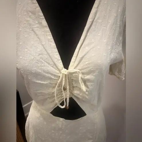 RUNAWAY THE LABEL Ditsy Yellow Lemon Polk-a-dot Cotton Mini Dress Sz Medium FLAW