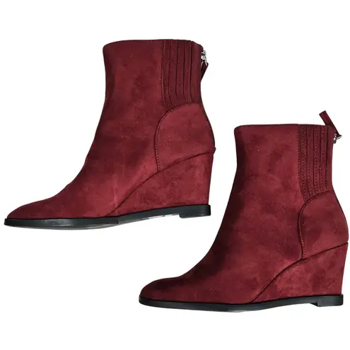 Dolce Vita Tippy Heeled Suede Bootie Burgundy 7 NWT Red