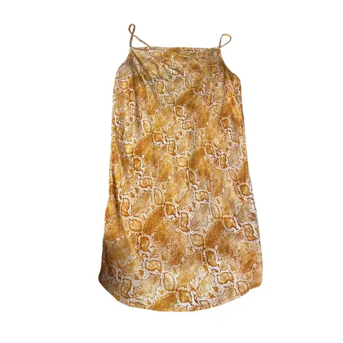 BILLABONG X Sincerely Jules Rocks Slip Mini Dress Yellow Snakeprint Medium Strap