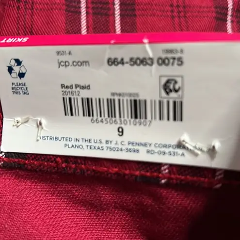 Arizona Jeans NWT Arizona Jean Company Juniors Grunge Red Plaid Tartan Denim Mini Skirt Size 9