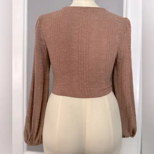 SheIn  Ruched Drawstring Lantern Sleeve Crop Top (555)