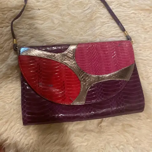 Valerie Stevens Vintage Faux Leather Crossbody Bag Textured 1970’s Multi-color