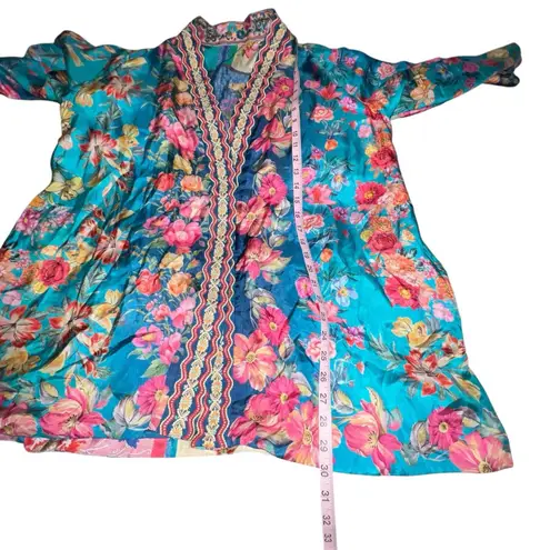 Johnny Was STALLION YENA KIMONO Reversible Silk Colorful Floral Beaded Medium