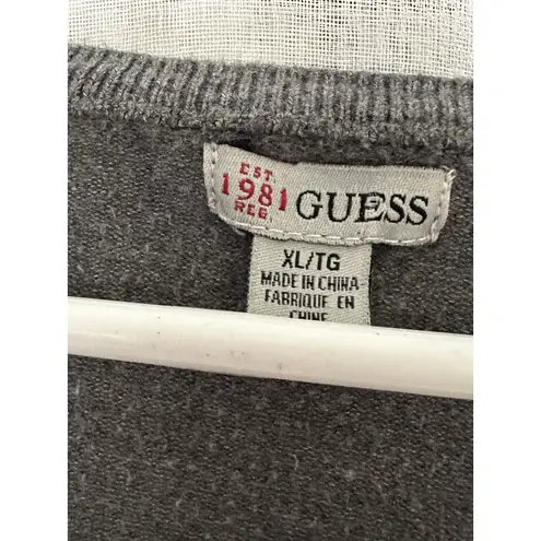 Guess Y2K  Gray Sweater Top XL Long Sleeve Fitted 90s Y2K 90s V Neck - Image 4