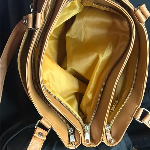 Leather Umbrella Patchwork Bag Tan