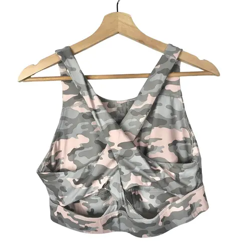 Fabletics  Ella No Bounce Gray & Pink Camo Sports Bra L