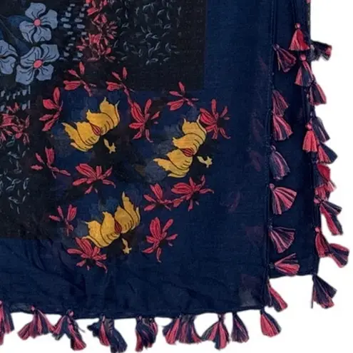 NEW Boho Butterfly Design Tasseled Rectangle Soft Chic Scarf Large Blue Pink