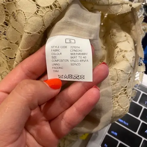 BELSTAFF Arden Lace Mini Skirt Parchment Size 40 or Small