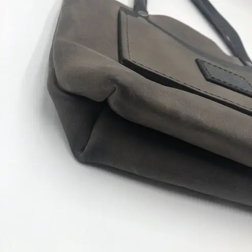 PANHANDLE RED LEATHER COMPANY Logo Branded Gray/Black Double Handles Tote Purse