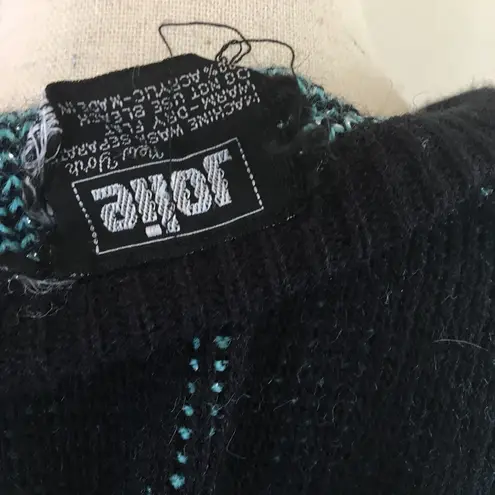 Vintage Jolie Crew Neck Sweater Novelty Knots Black Teal 1X