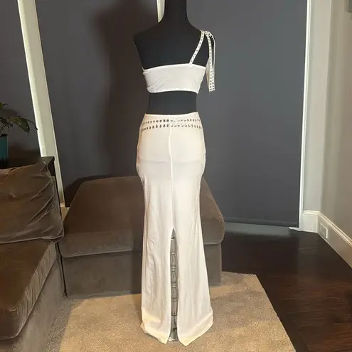 Women’s White Sparkly BodyCon 2 Piece Party Club Outfit Size M NEW *READ Size M