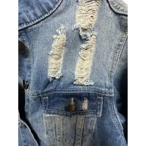 American Bazi Hollywood California Distressed Cropped Jean Jacket Medium