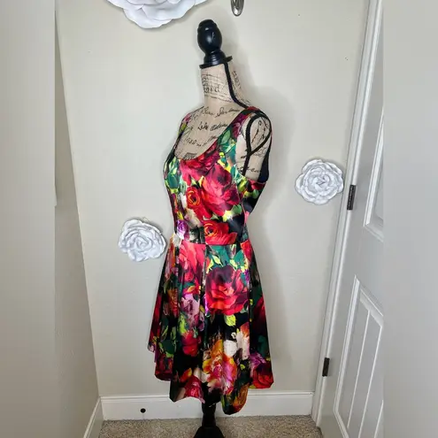 Boston Proper Fit & Flare Jungle Rose Print Sleeveless Dress in Size 12