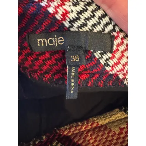 Maje Skirt Women Medium Red Rouge Jacquard Tweed Jakarto Pencil Straight Mini