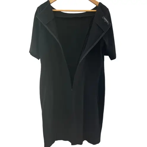 Lafayette 148 New York Luxury Career Ponte Stretch Black Sheath Dress Size 12