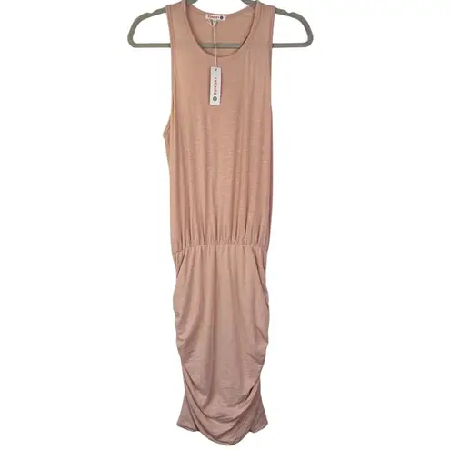 Sundry NWT U-Neck Sleeveless Dress Light Pink Pigment Cashew Ruched Size 1 Small