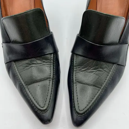 CELINE Paris Womens 38.5 US 8 Leather Slip On Heels Green Blue Pointed Toe Italy