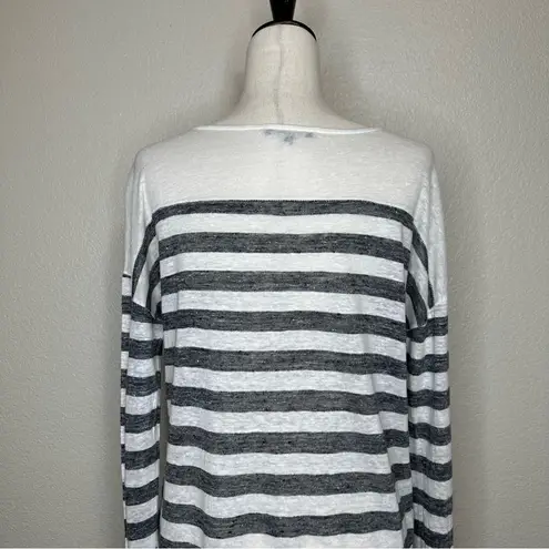 Michael Stars NWOT 100% Linen Striped Long Sleeves Top