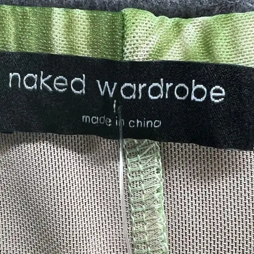 Naked Wardrobe  Womens Key To Paradise Dress L Marble Olive Mesh Bodycon Cutout