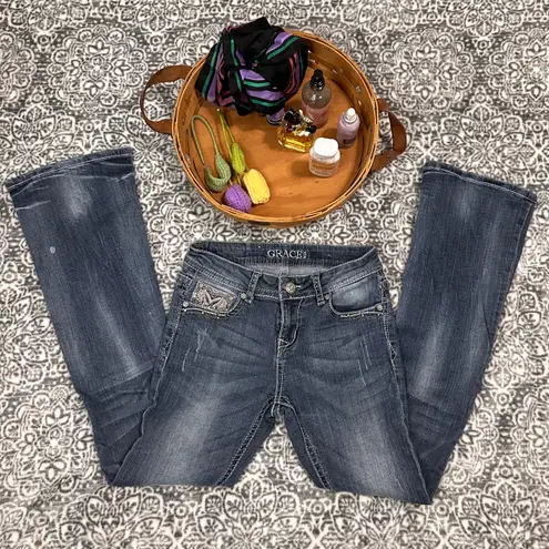 GRACE IN LA Embellished Boot Cut Jeans Size 16