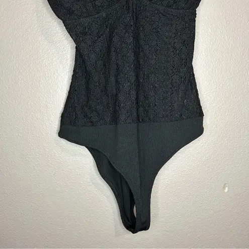 ZARA  black sheer lace body suit women's size small