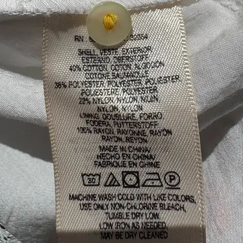 Maeve Anthropologie Maci White Lace Top with Floral Multi-Color Embroidery