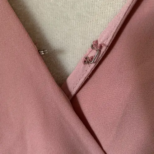 Fame and Partners Georgette Blush Pink V-Neck Wrap Gown Cocktail Dress Size 14