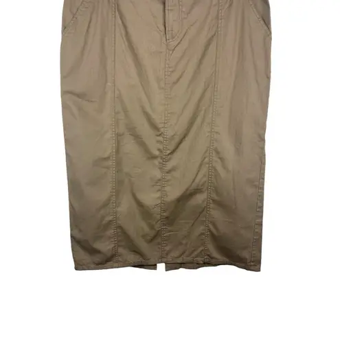 Gaviota Casuals 90s Tan Wood Button Midi Length Khaki 100% Cotton Skirt Size 14