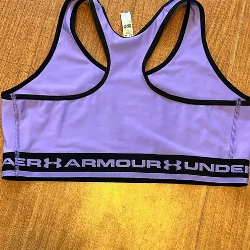 Under Armour  Women's HeatGear Sports Bra Lavender/Black Size L Medium Support‎