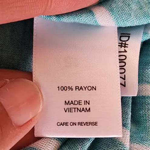 Ny&co NY& Turquiose White Stripe Vneck Swing Dress Size Large