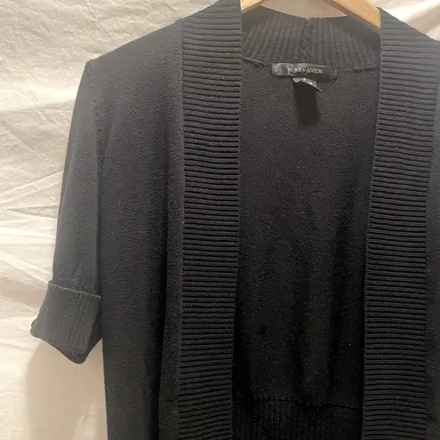 89th and Madison Cropped Cut Black Open Front 3/4 Sleeve Cardigan | Size: S