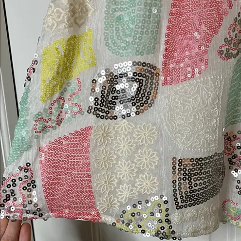 Anthropologie Floreat Patchwork Sequin & Embroidered Louisa Tank Top