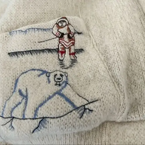 TUNDRA Sweater Jacket Embroidered Pockets 100% Wool Lined Small Vintage 70’s